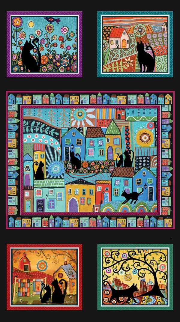 Folktown Cat Panel Multi - 24"